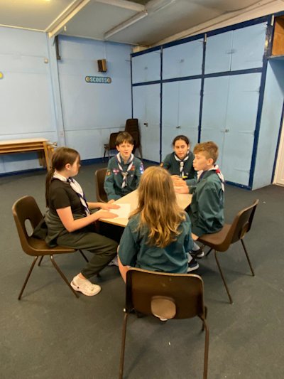 A group of Scouts discuss how they would spend England's budget, compared with the government's budget.