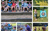 A collage of photos of Squirrels and Beavers taking part in various outdoor activities.
