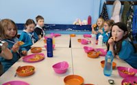 The Beavers are busy eating all the delicious salad and pizzas they made for themselves.