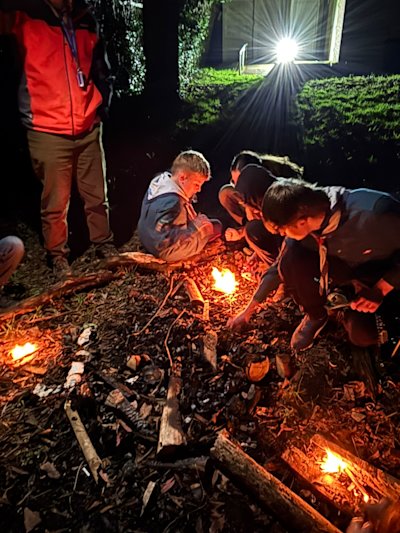 The Scouts are learning better firebuilding skills.