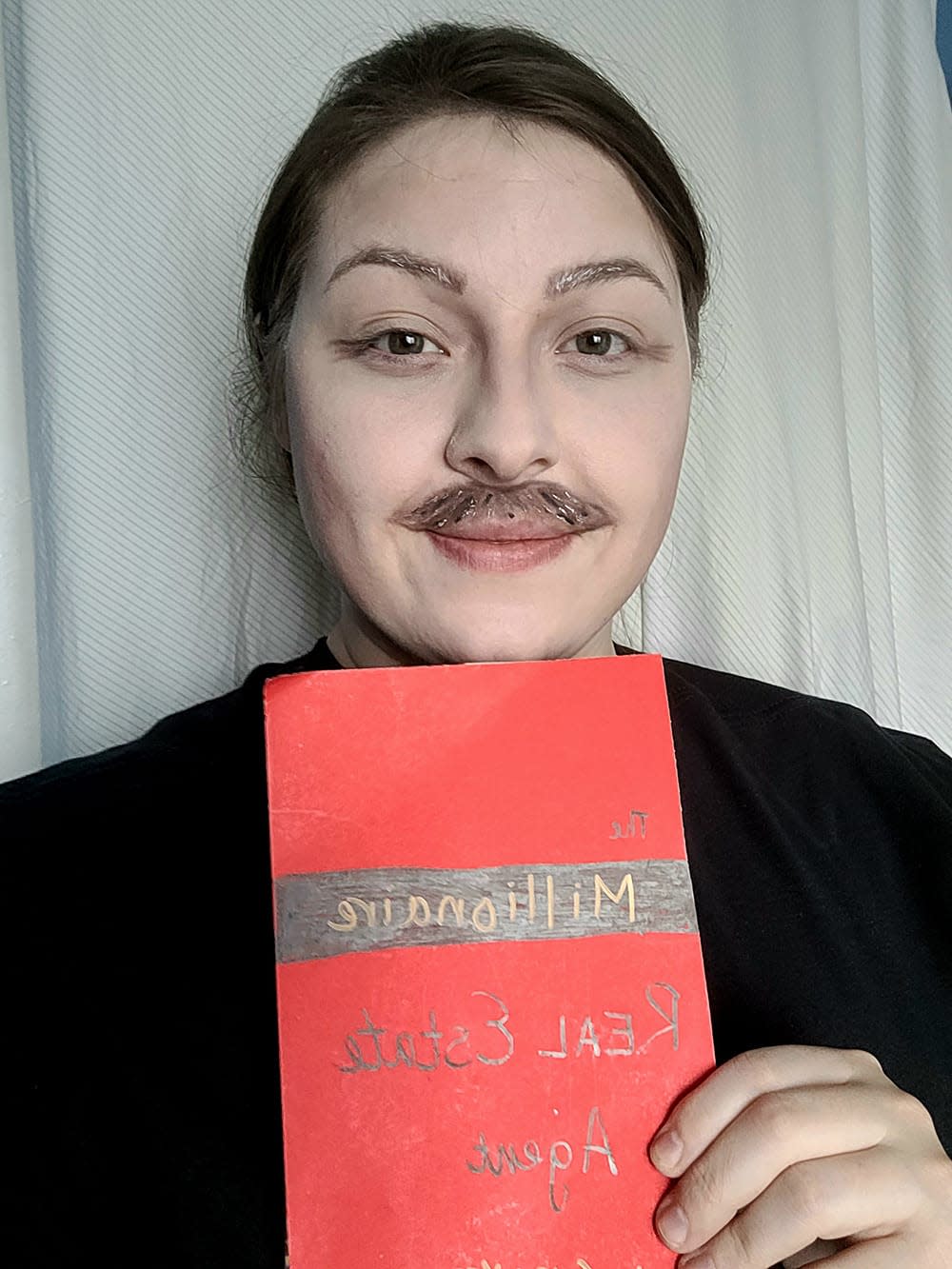 Selfie of person dressed in Halloween costume as Phil Dunphy from Modern Family.