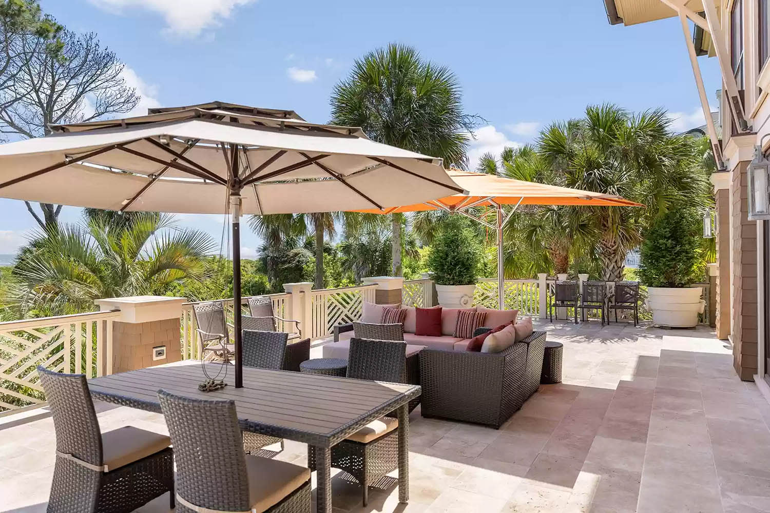 Outside porch of the most expensive home in South Carolina. 