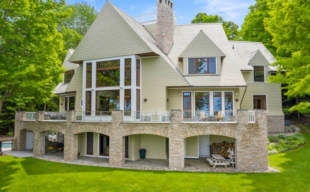 Back view of the Northaven mansion in Lake Michigan. 