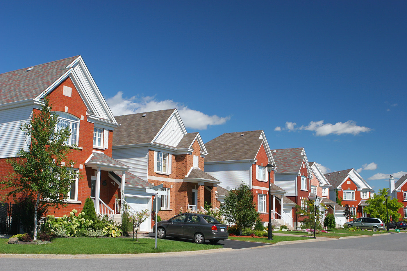 A row of red brick houses