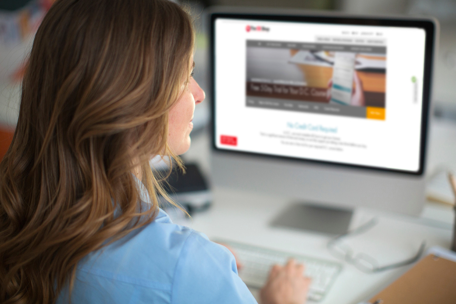 Woman on her desktop