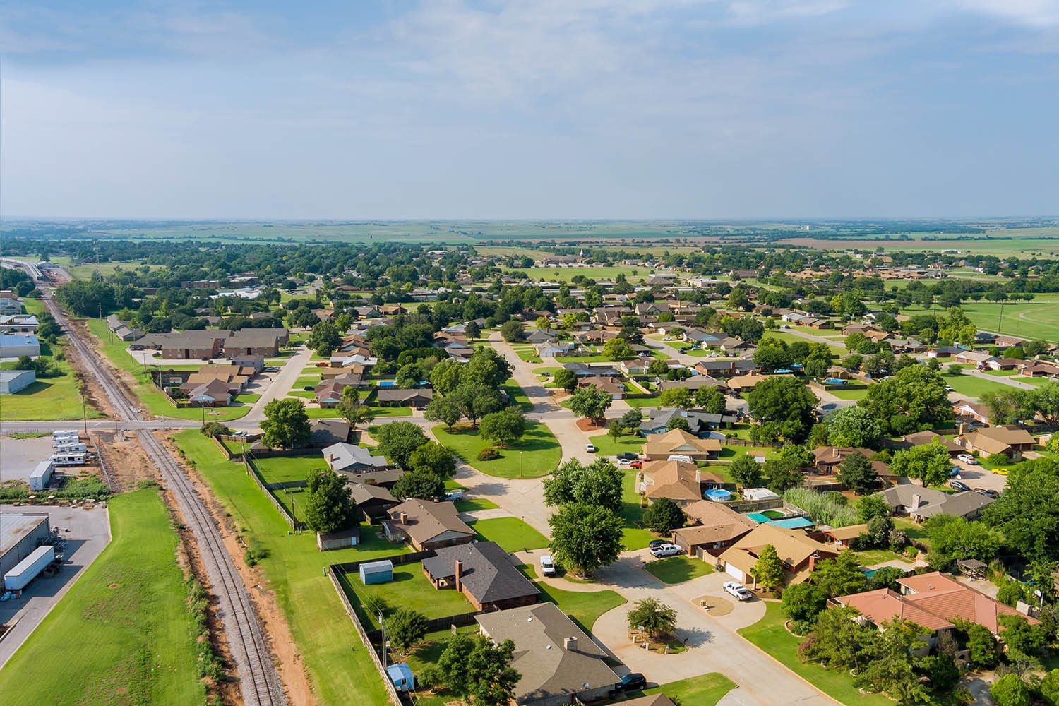 A high view look over many houses. 