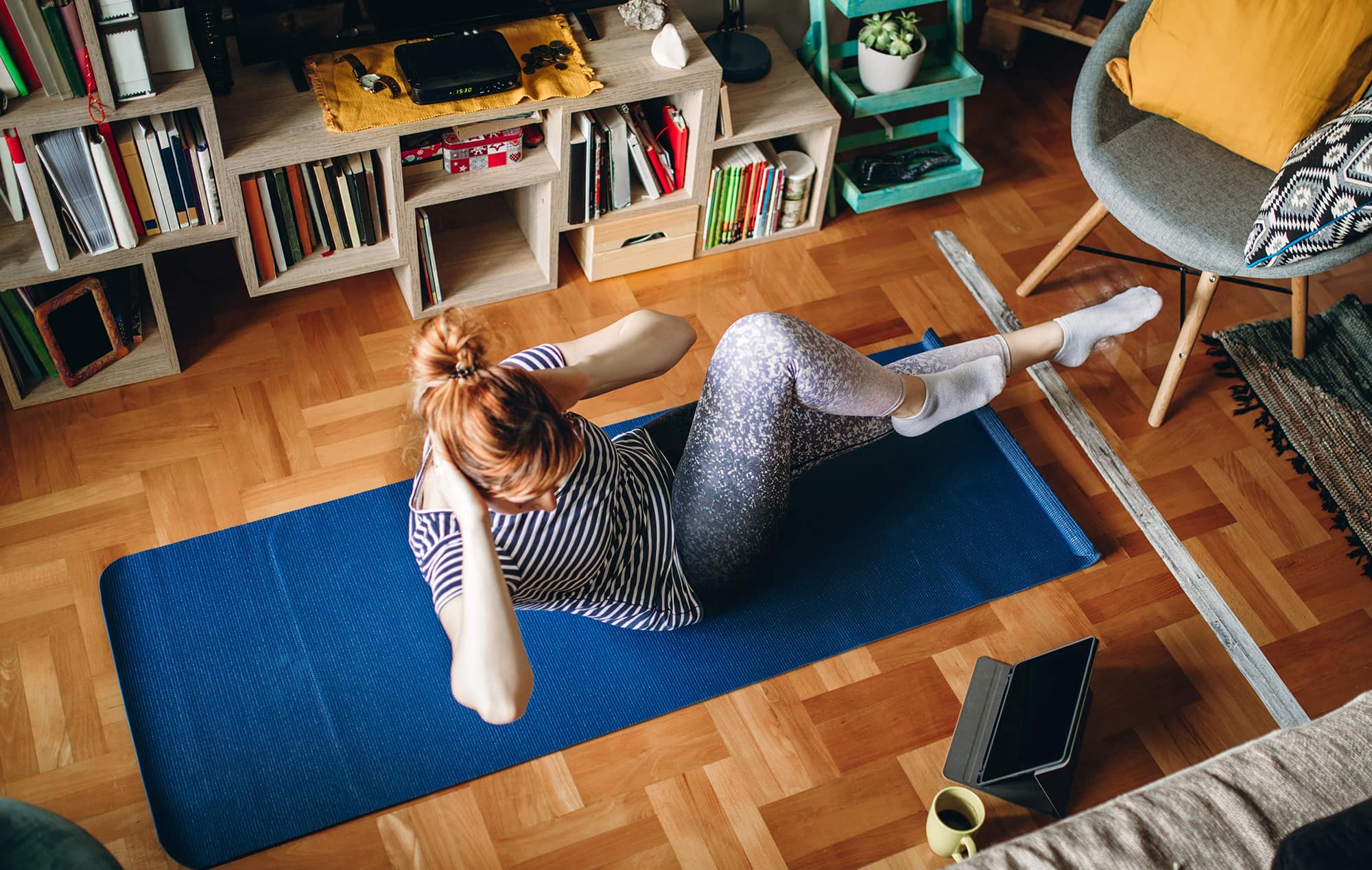 A woman working out. 