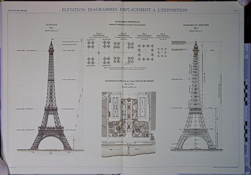 An image of the Eiffel Tower plans