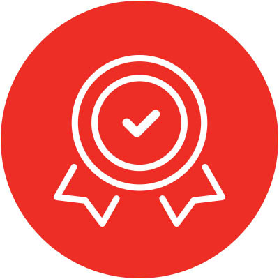 A graphic illustration of a checkmark in a badge