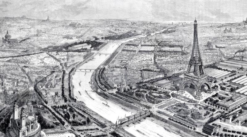An illustration of the Eiffel Tower from the 1900s