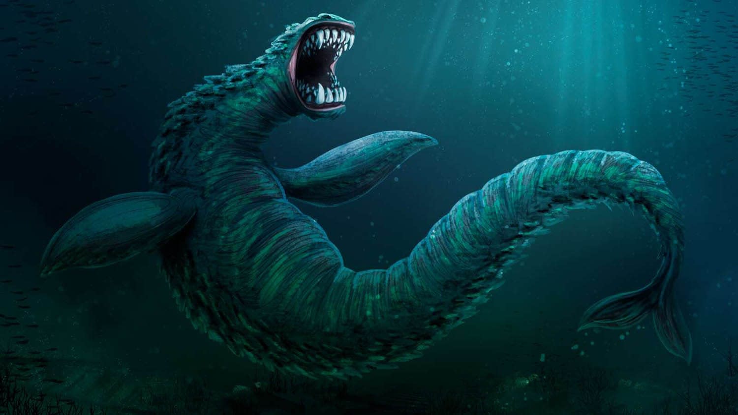 Computer generated illustration of the Loch Ness Monster.