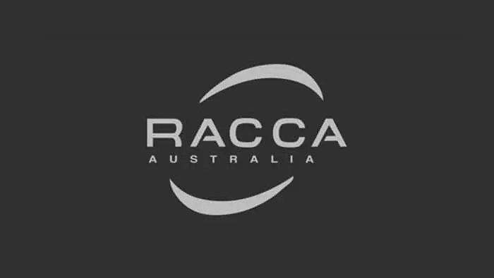 Refrigeration and Air Conditioning Contractors Association (RACCA) logo on a dark background