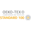 Testado e certificado Standard 100 by Oeko-Tex.