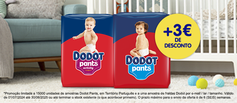 Pede a tua amostra gratuita de Dodot Pants