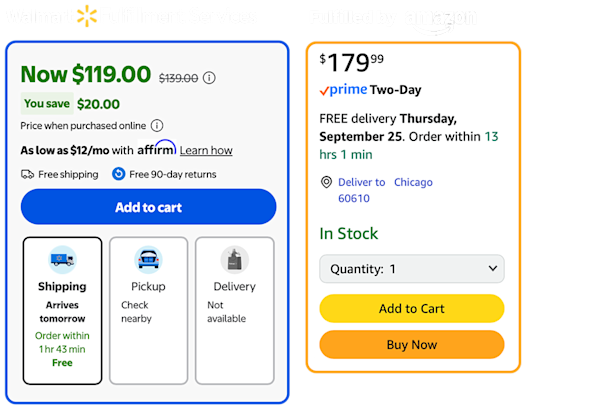 Fulfillment by Amazon and Walmart fulfillment services