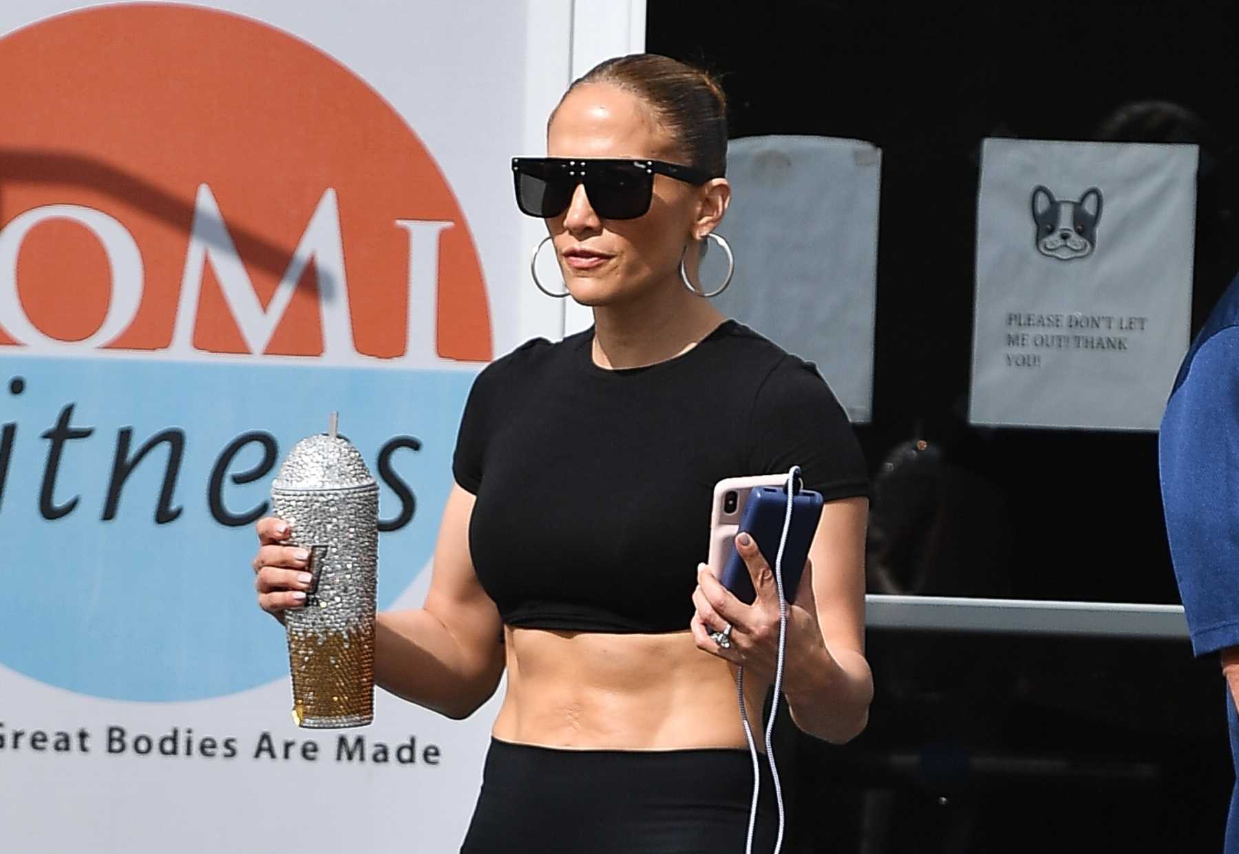 Jennifer Lopez Heads to the Gym in a Sky Blue Monochrome Look and a Birkin