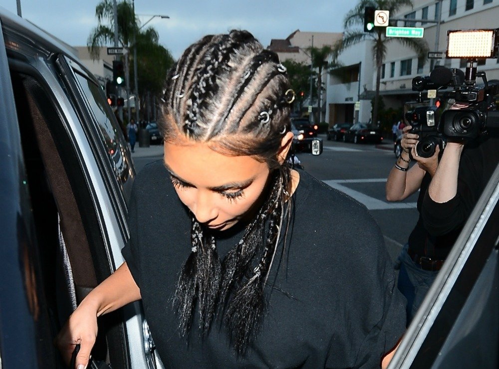 Kim Kardashian Straight Black French Braid Hairstyle  Steal Her Style