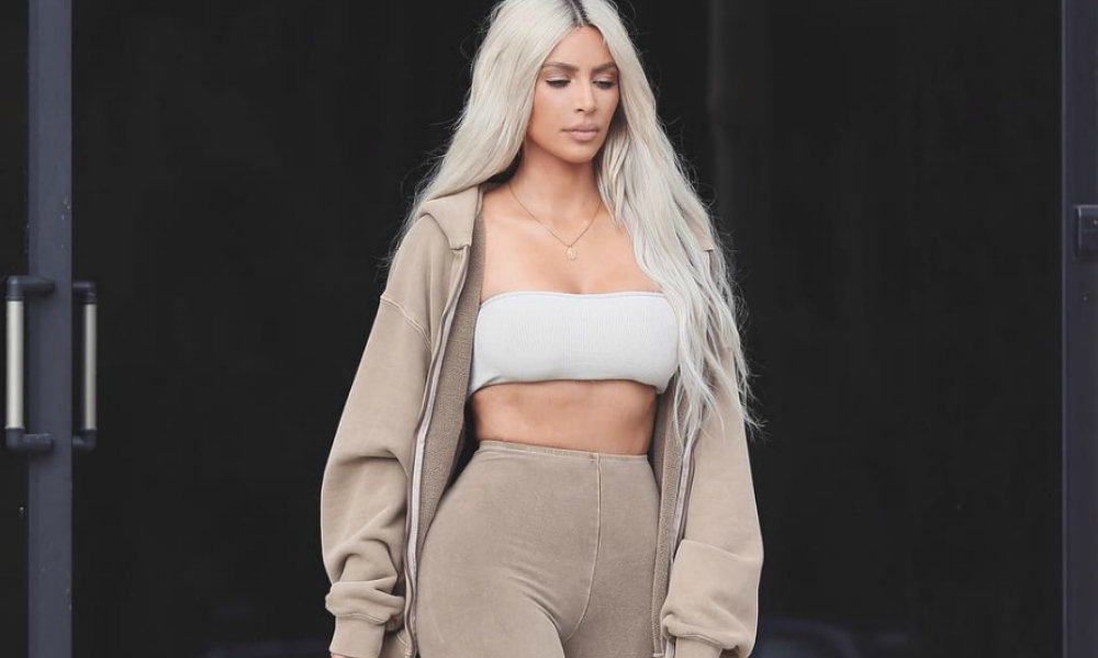 Kim Kardashian Paired a Leather Crop Top With Lace-Up Pants
