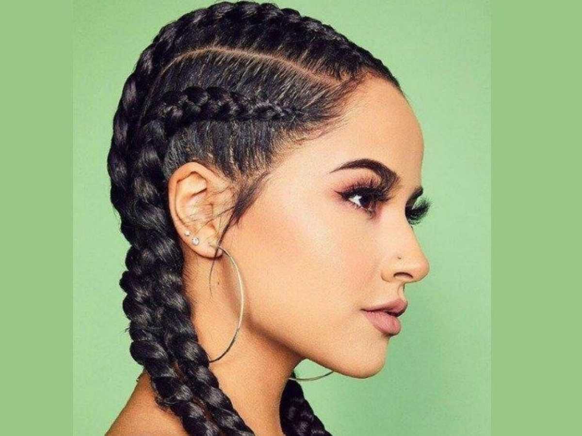Image of Double French braids mexican hairstyle
