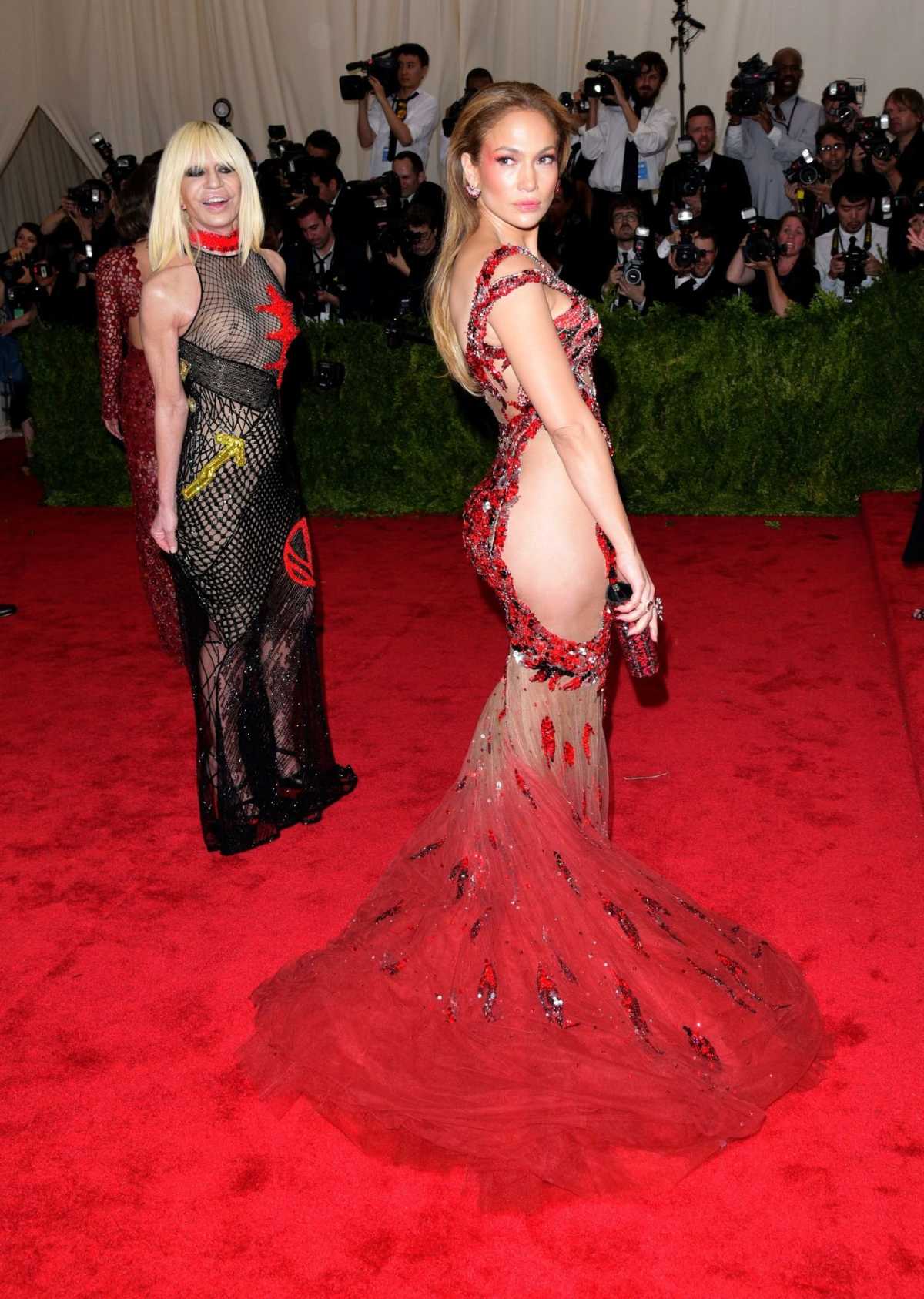 J.Lo's sheer red Versace moment at the 2015 Met Gala made her booty steal the show.