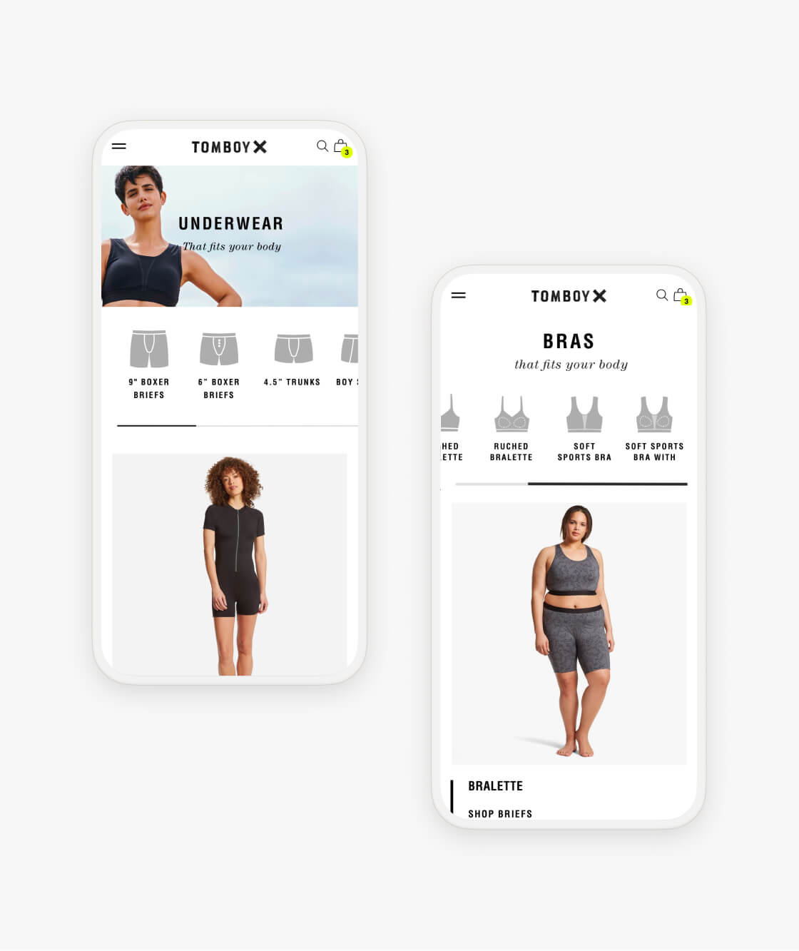 tomboy x website product collection pages on mobile