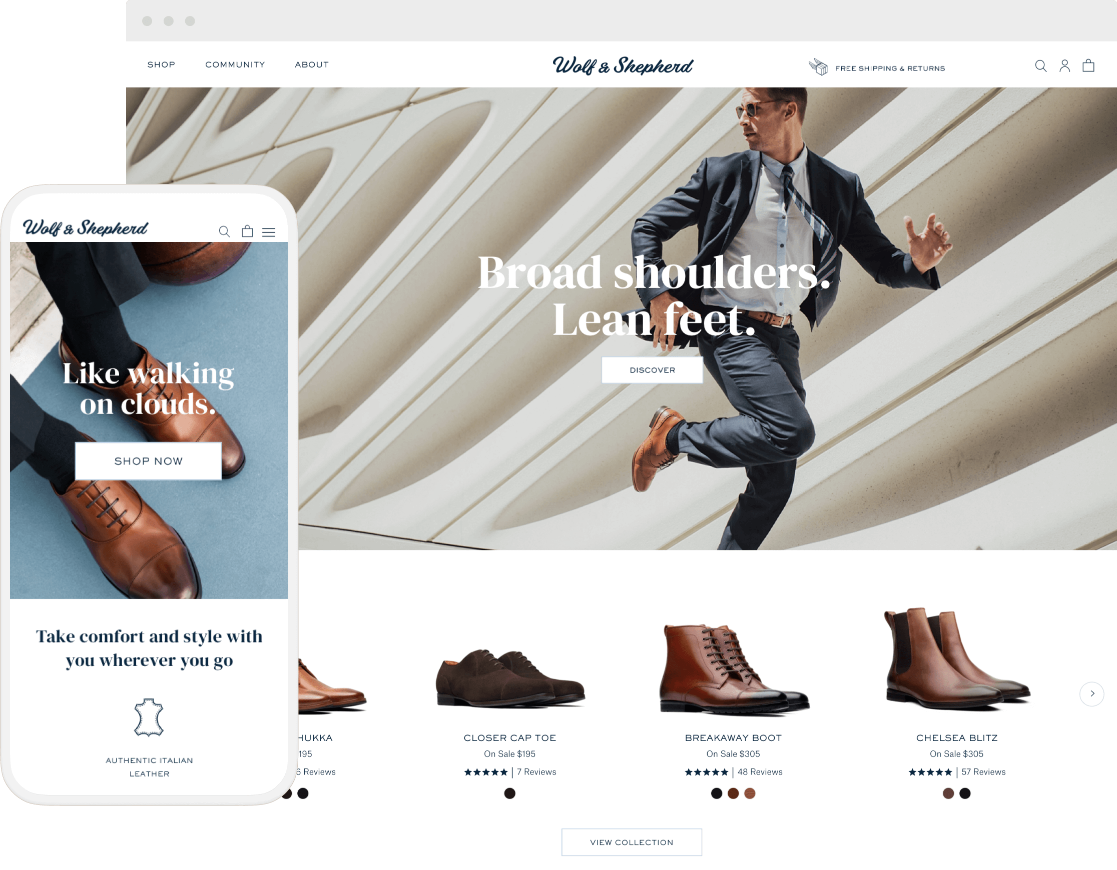 Desktop and mobile versions of Shop Page