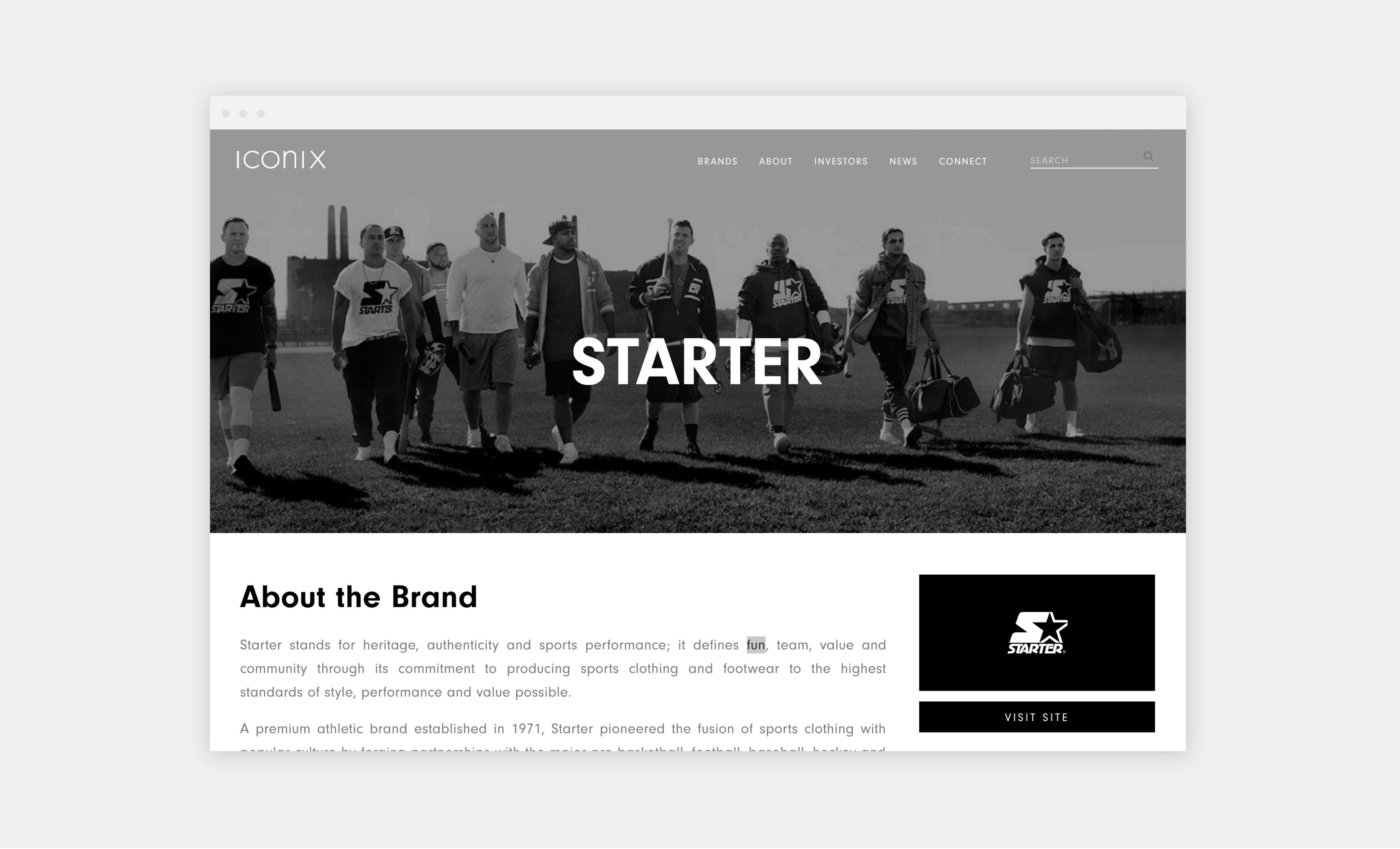 iconix website starter brand page