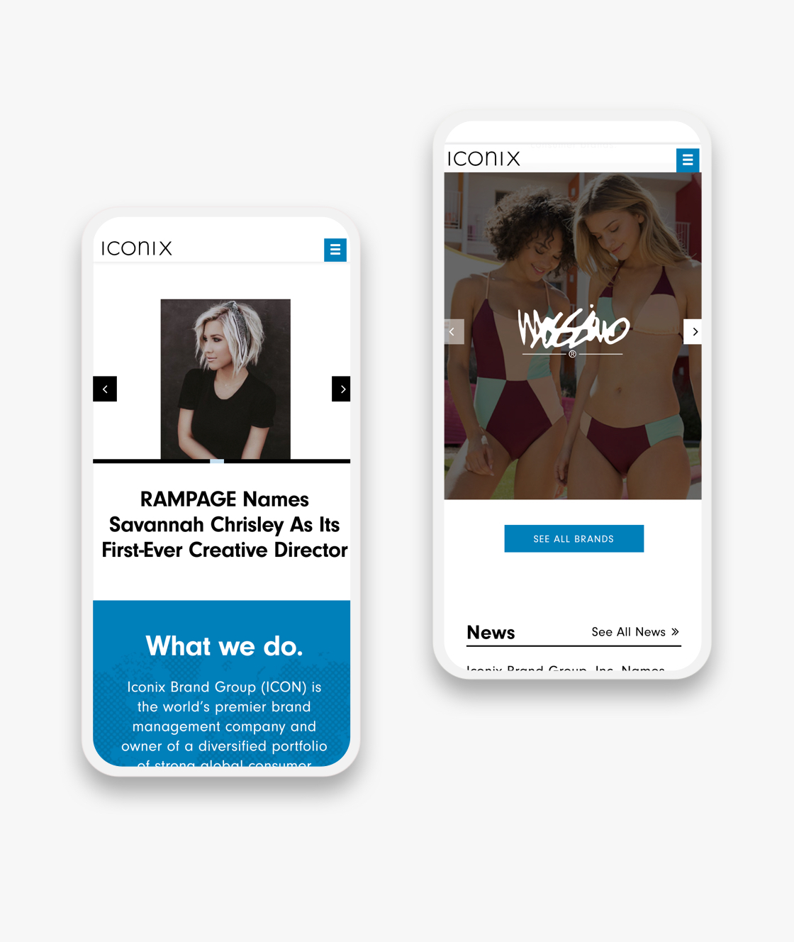 iconix website pages on smartphones