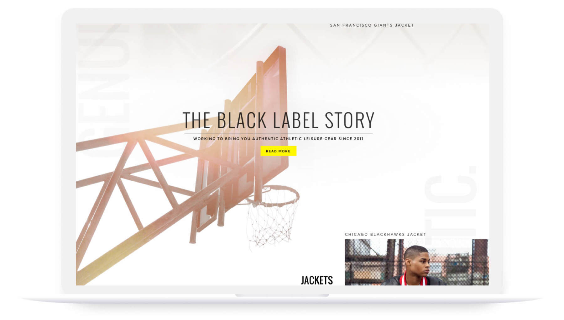 starter website black label story page on laptop screen