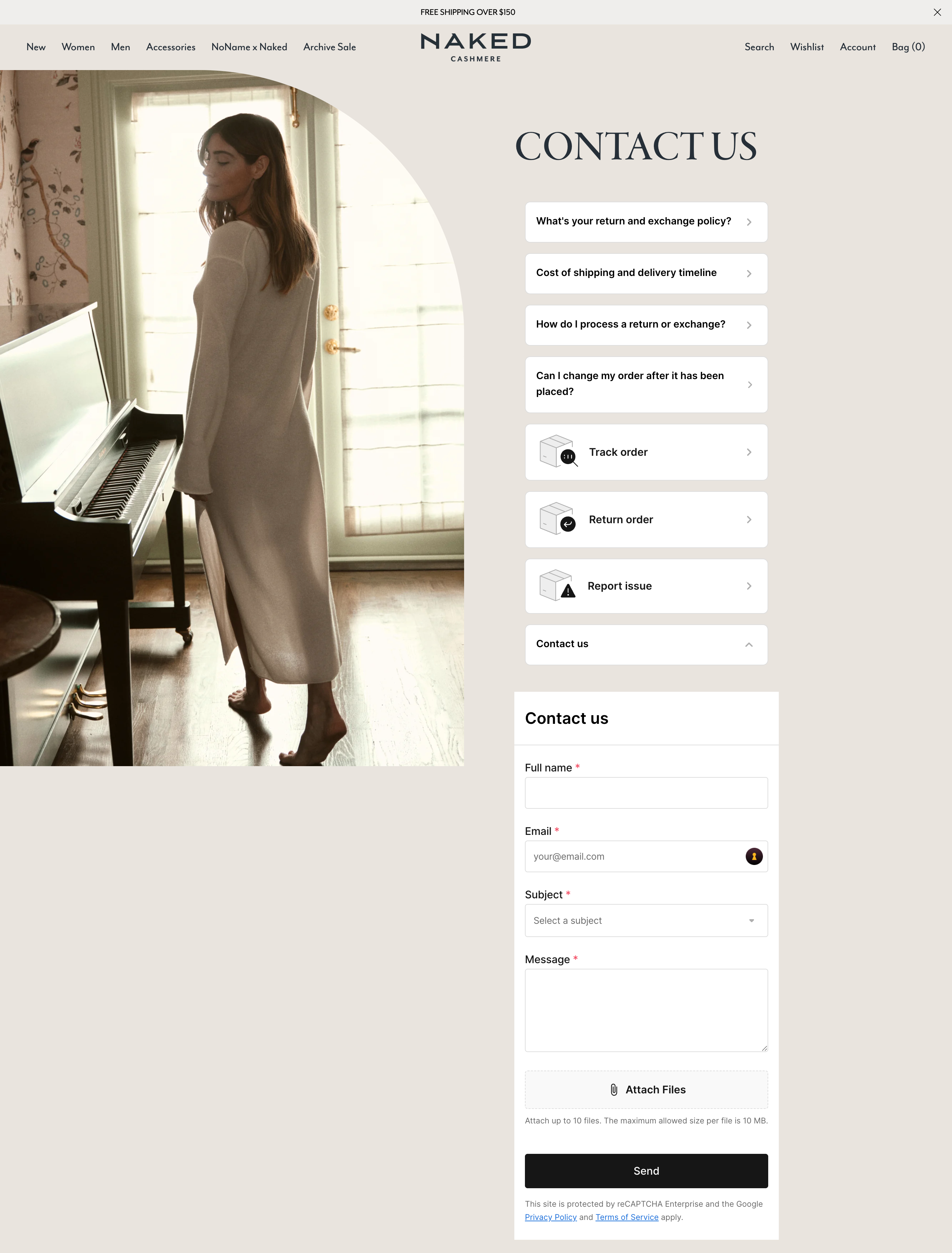 Naked Cashmere Contact Us Page