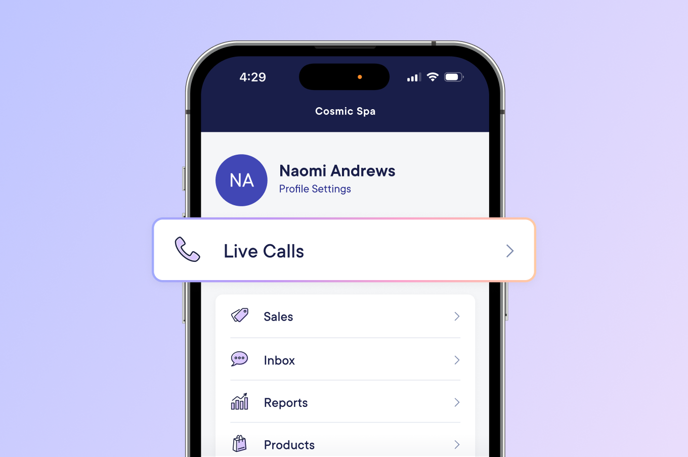 Live calls and availability for mobile