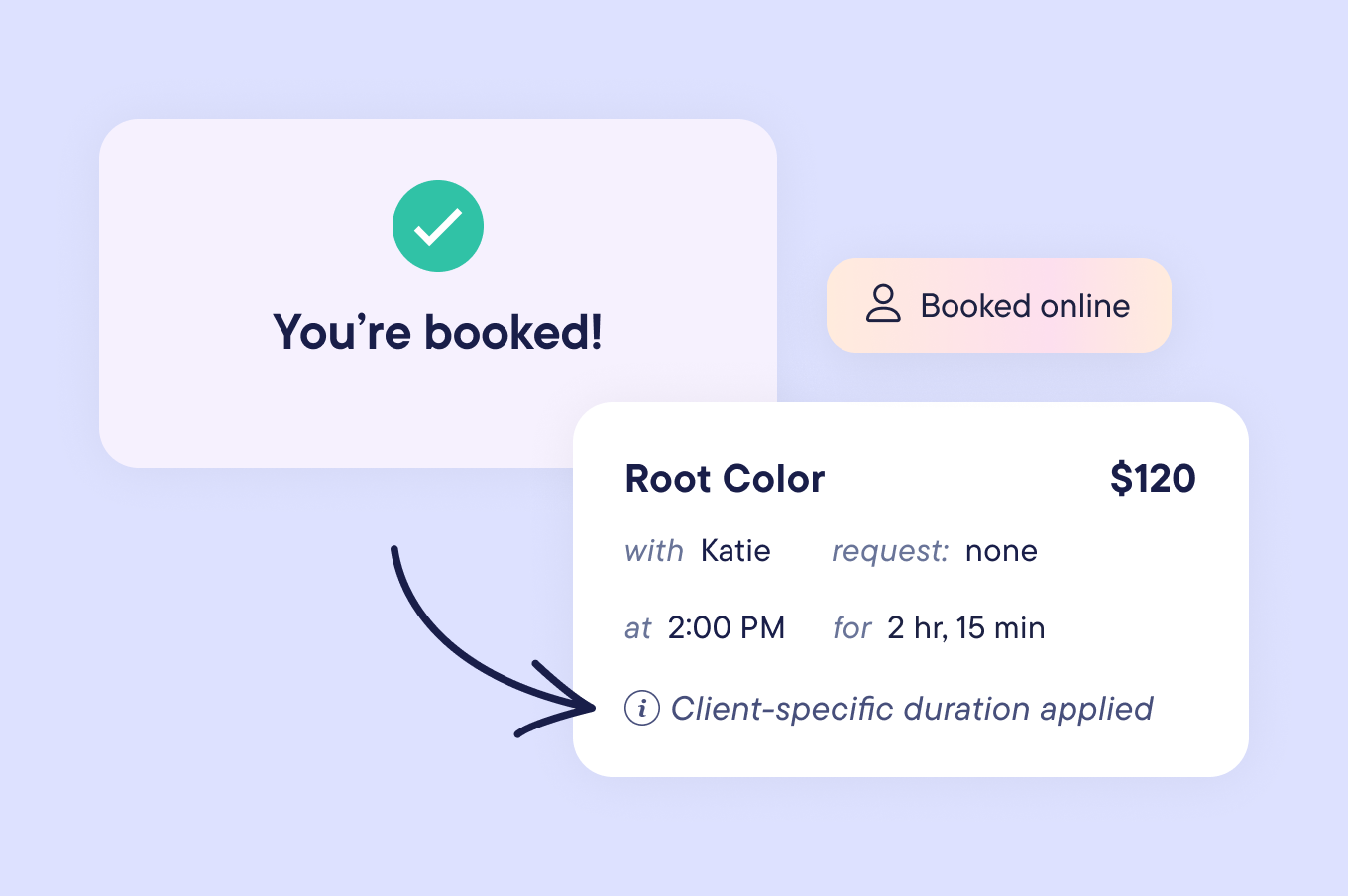 Client-specific service durations for online bookings