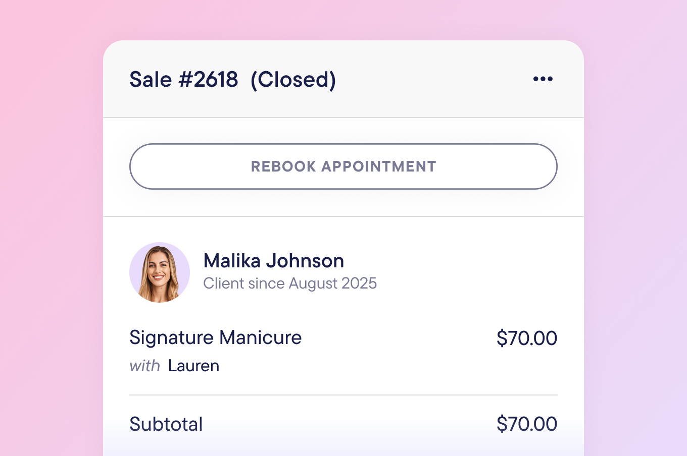 Rebook appointments in seconds 🔁