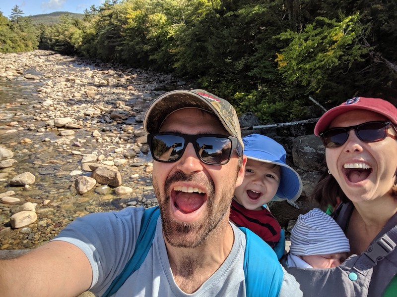 Ander with his family at the river selfie