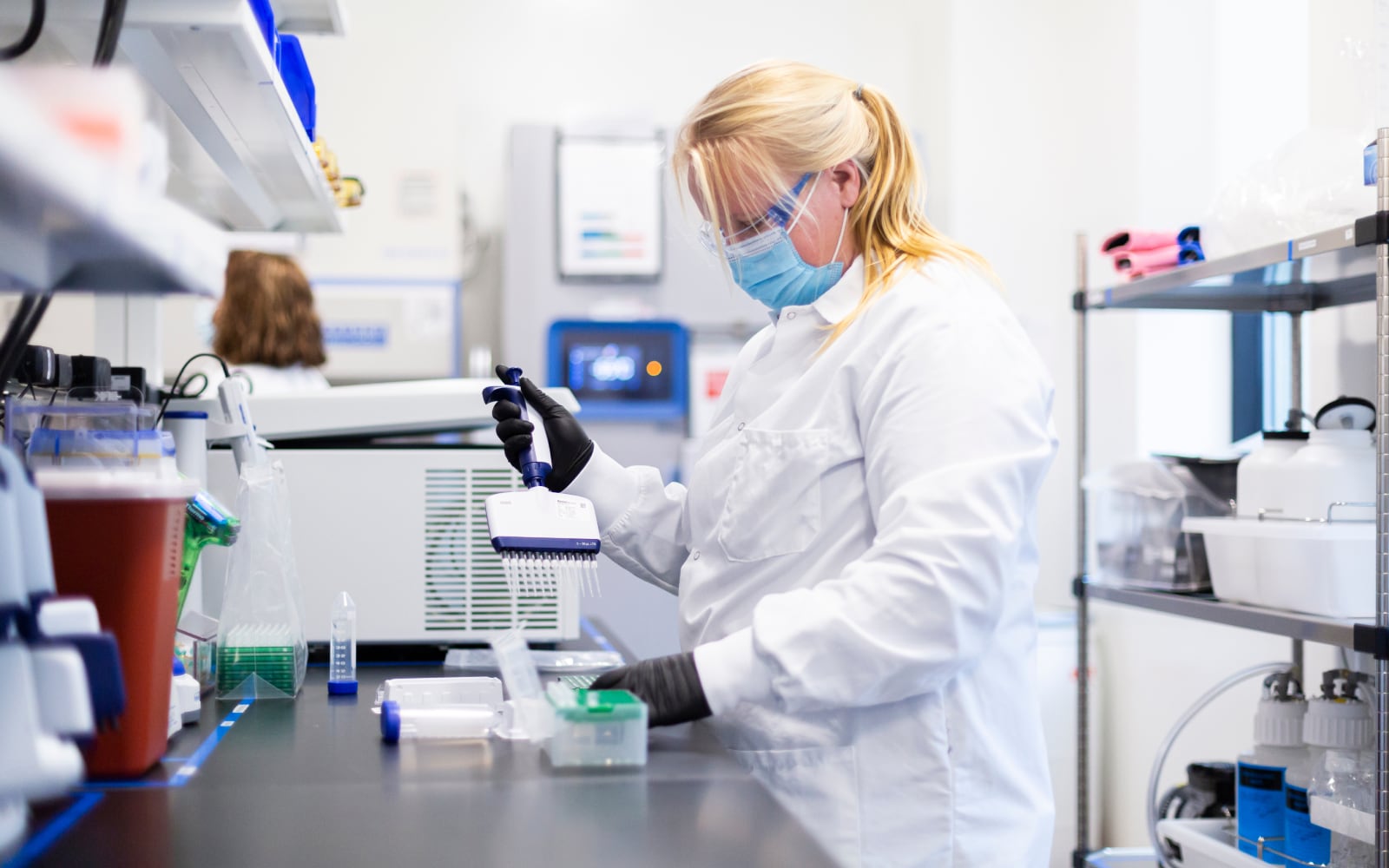 Scientist in the lab using technical instrument