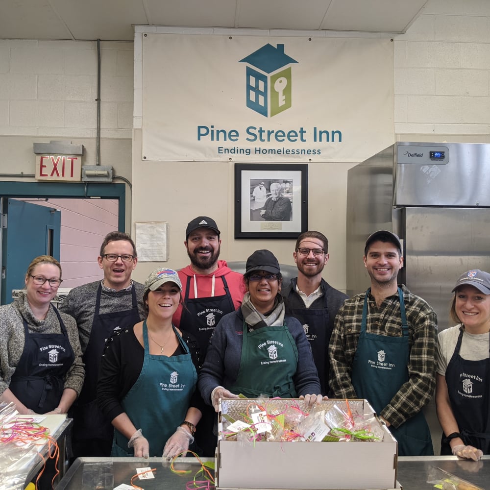 Employees volunteering at Pine Street in