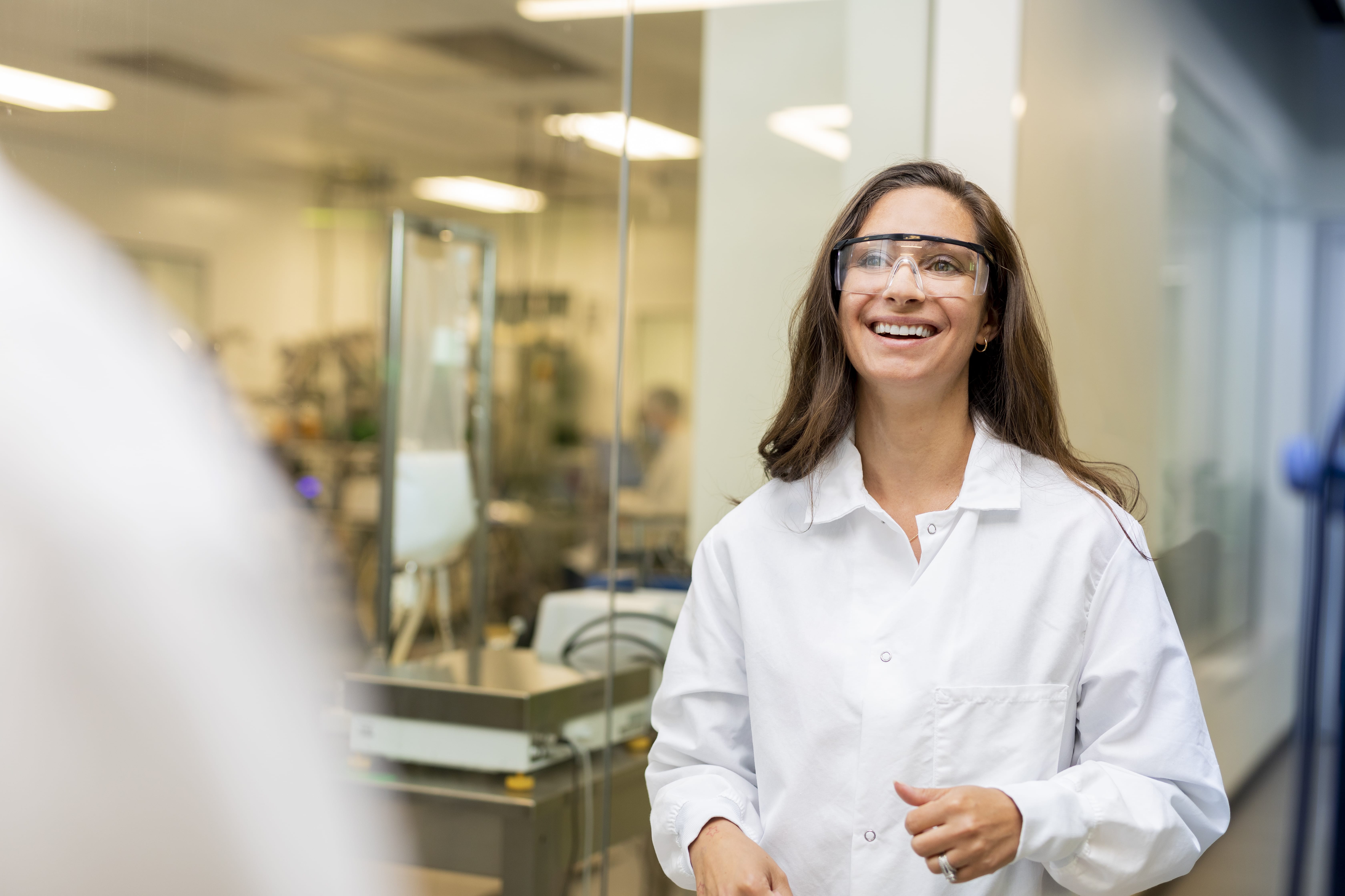 Scientist smiling with goggles