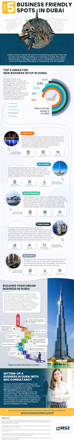 Top 5 Business-Friendly Spots in Dubai - Infographics