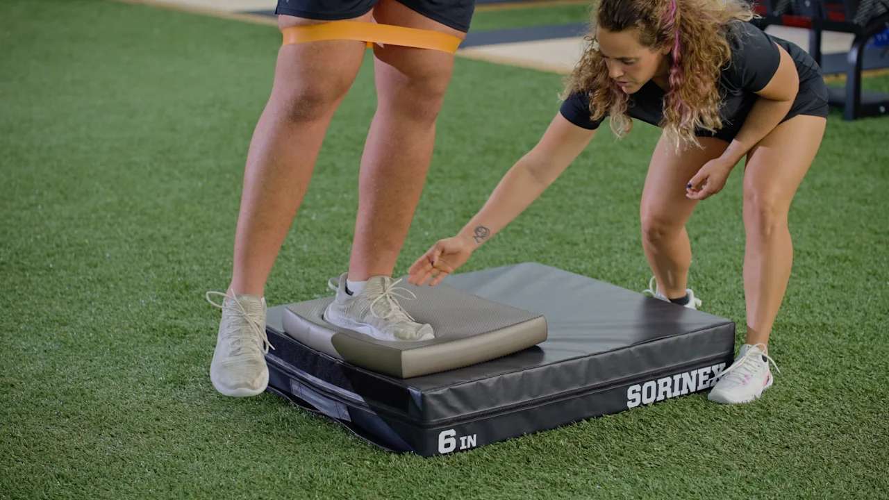 Knee Control & Balance: Single Leg Step Down with Balance & Band
