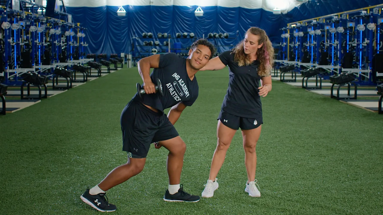 Shoulder Mobility & Control: Split Stance Row with Rotation