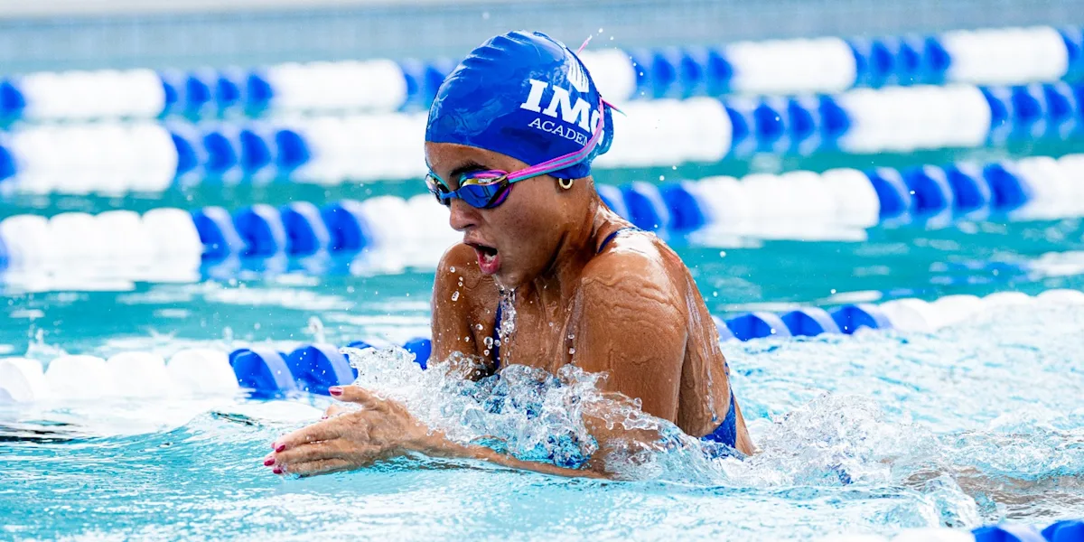 Student-athlete practices breaststroke technique in the pool at IMG Academy.