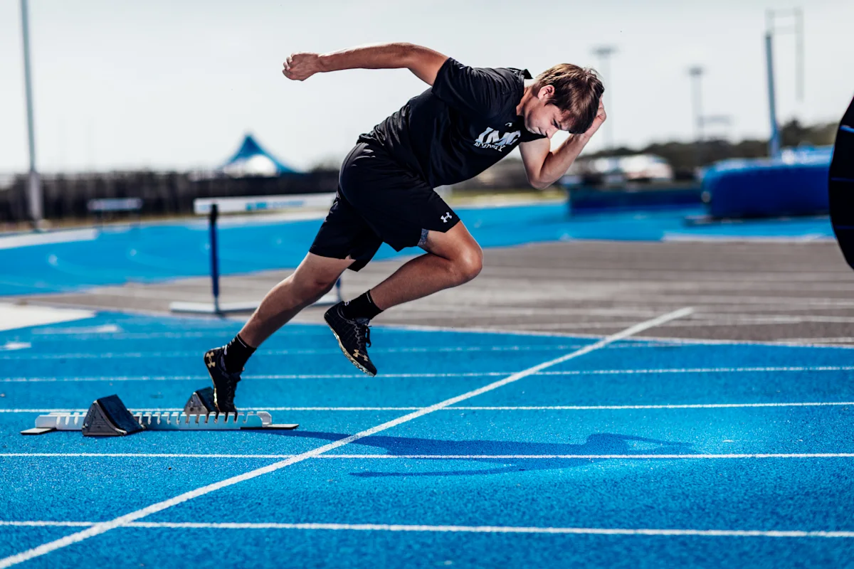 Male sprinter on the track.