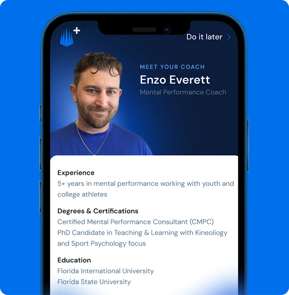 A photograph of a coach being presented through the new IMG Academy coaching mobile app.
