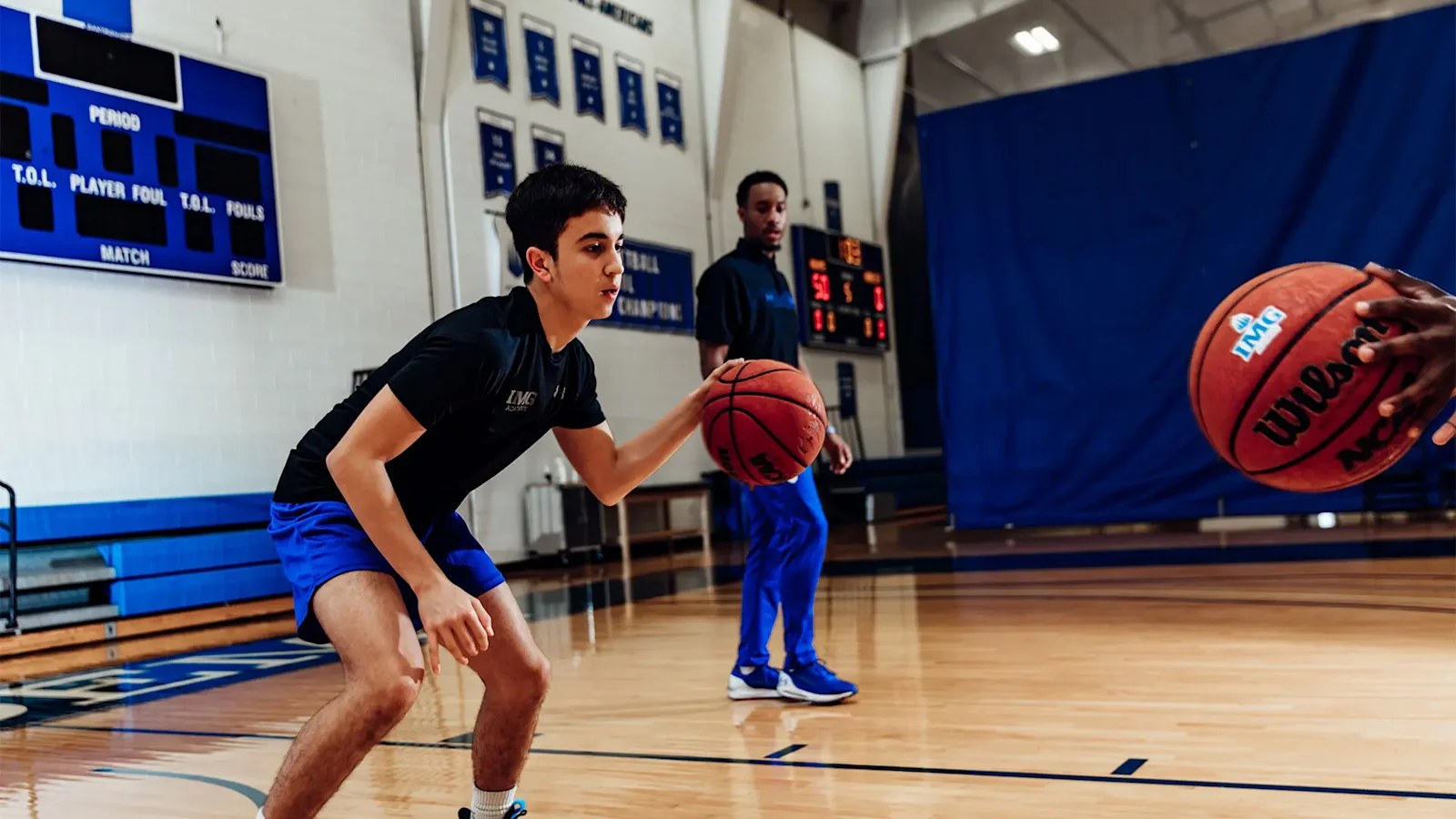 Basketball campers training at IMG Academy in Bradenton, Florida