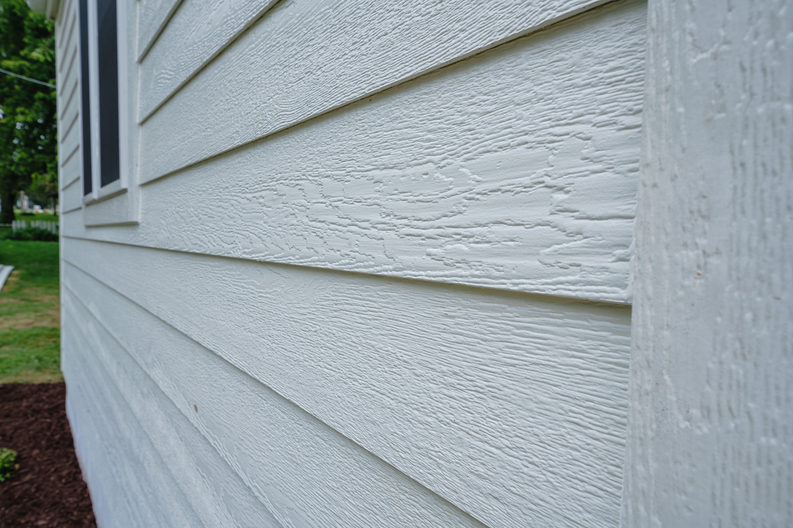  close up of white siding