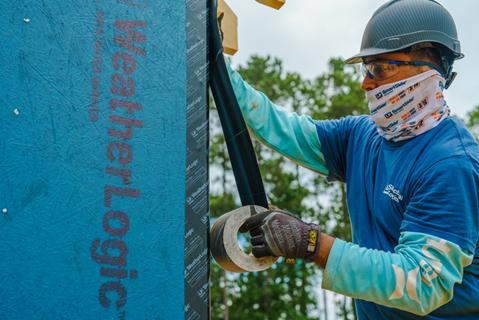 LP WeatherLogic® Air & Water Barrier along with LP WeatherLogic® Seam & Flashing Tape 