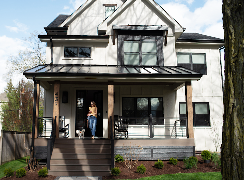White siding on house
