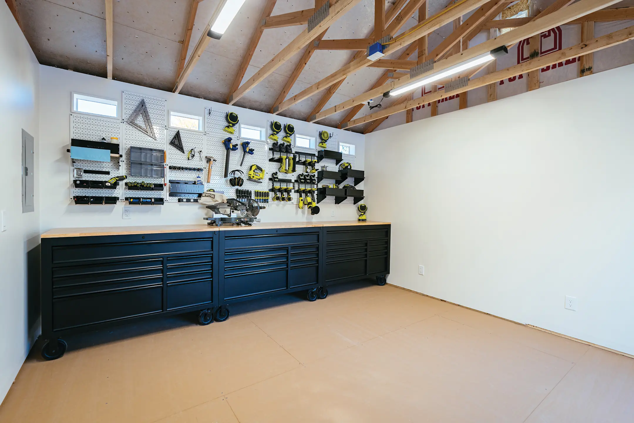 shed interior with tools and lp flooring 2