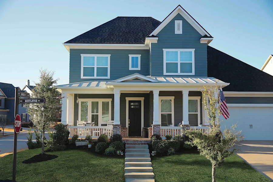 image of a light blue home