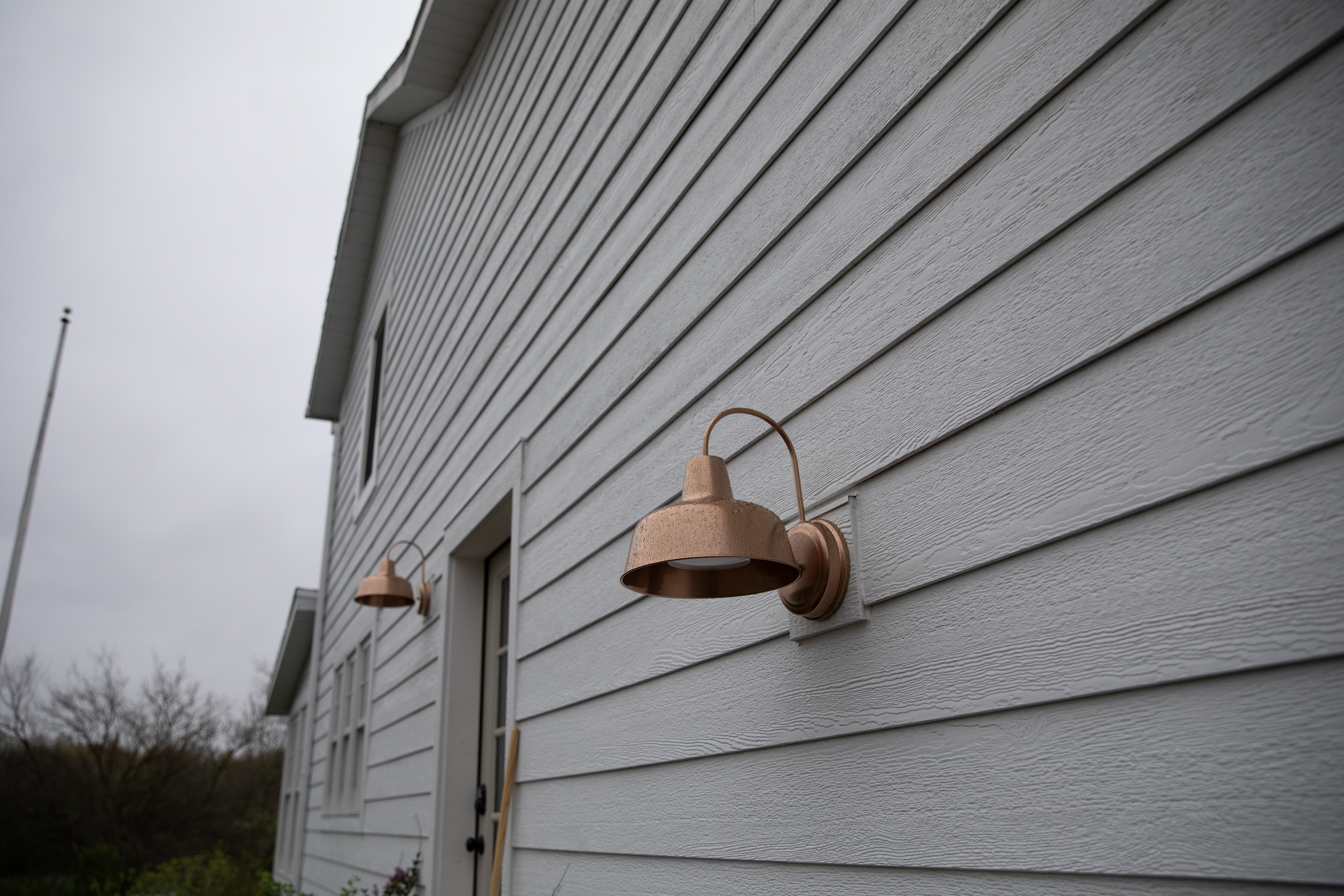 close up image of LP SmartSide grey siding 